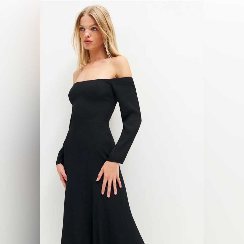 Reformation Black Strapless Ballari Dress